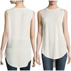 Haute Hippie Crewneck High-Low Tank in Swan